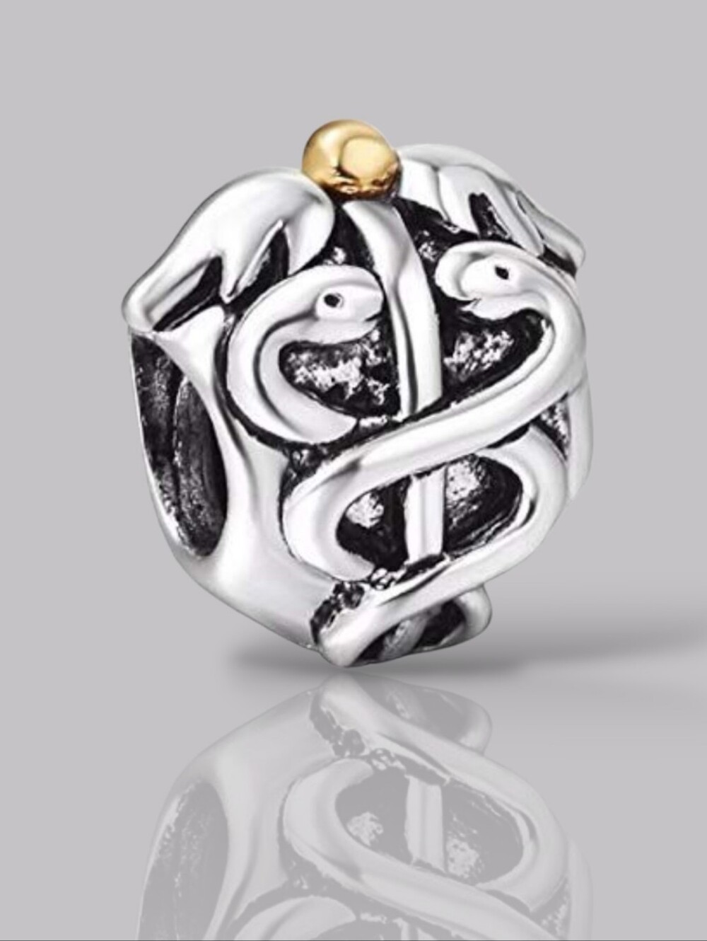PANDORA Sterling Silver & 14K Gold Life Saver Medical Bead Charm Retired